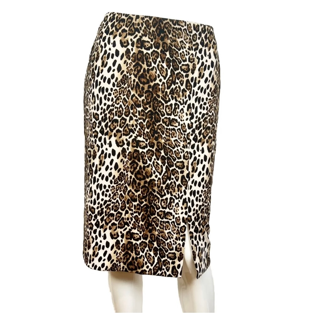 White House Black Market Sz 2 Leopard Print Skirt Knee Length Lined WHBM NEW
